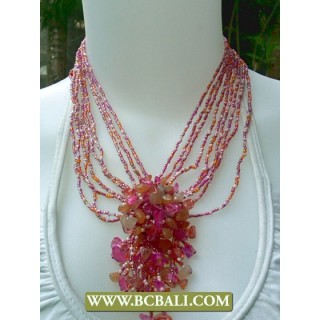 Mix Beading Chockers Necklaces Fashion with Pink Stones